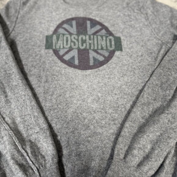 Y2K Love Moschino Wool Blend UK Flag Rhinestone Sweater - Picture 5 of 8